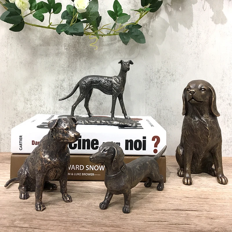 Bronze Imitation Springer Spaniel Decoration, Home Indoor Tabletop, Greyhound Decorative Bauble