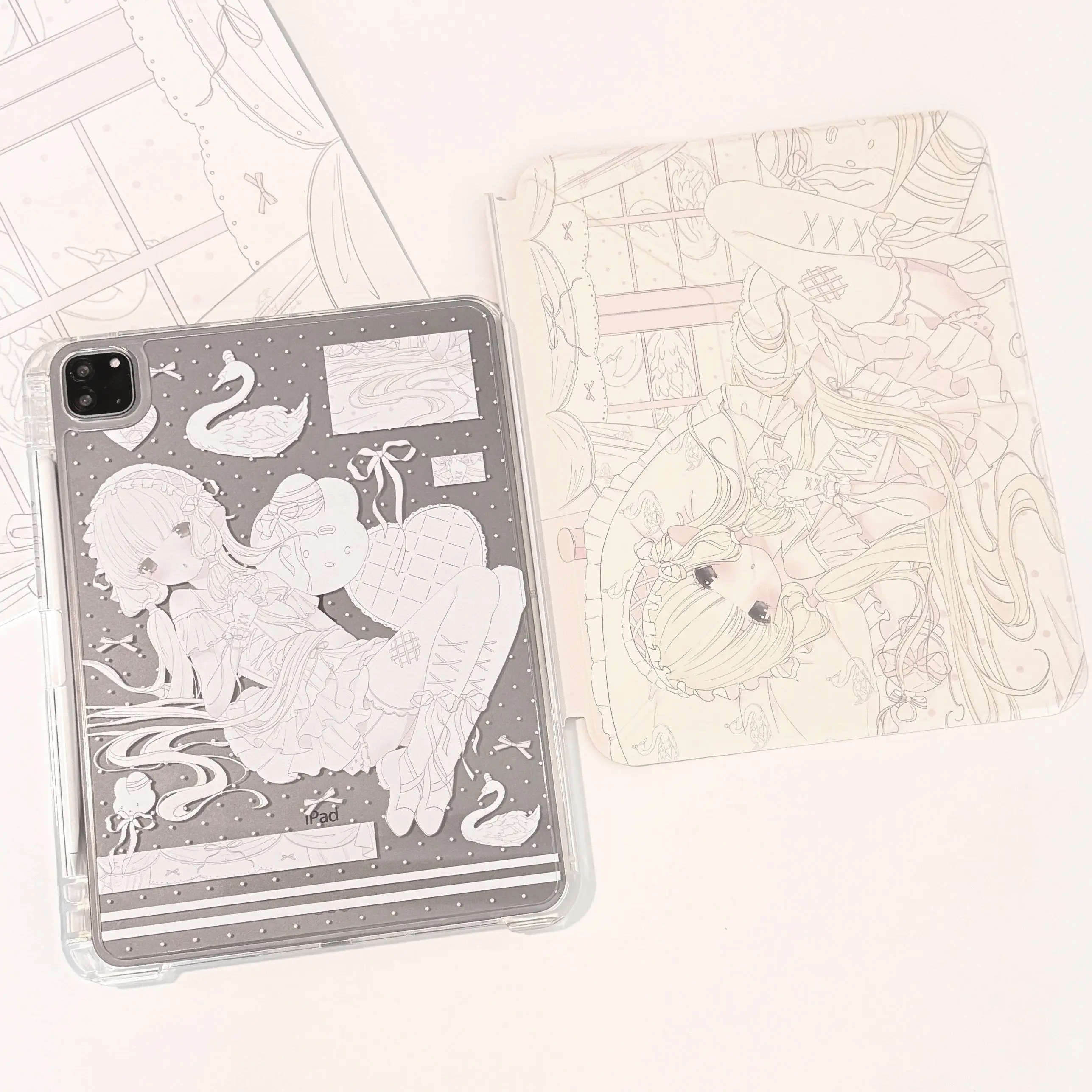Ins Polka Dots Sexy Skirt Girl Sweet Y2K Cute For iPad Case iPad 10 9 8 7 Air 5 4 3 2 Pro 11 Mini Three Fold Transparent Cover