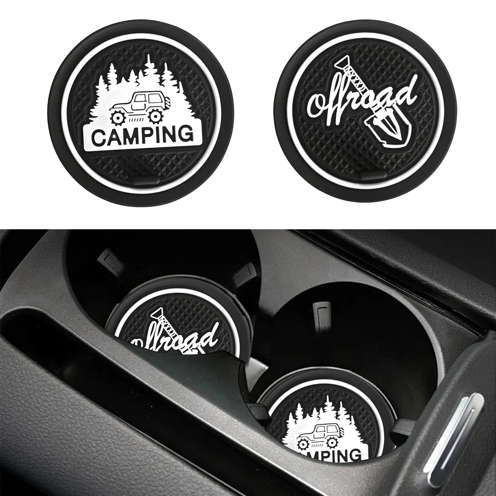 Non-Slip Car Cup Coaster Slot Pad for Jeep Universal Anti-Slip Mat Pocket Mat Interior Cup Holder Pad