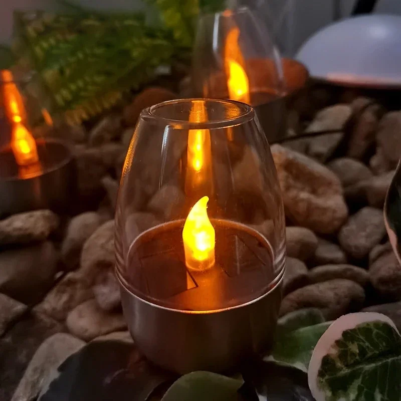 Solar LED Tea Light Waterproof Mini Flameless Electronic Candles Outdoor Lawn Garden Lights Room Candle Table Decoration Lantern