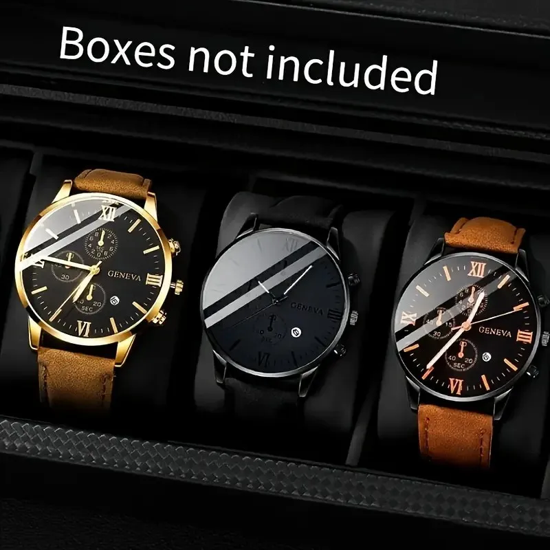

Men's Watch Wristwatch Set, Casual Sport Men's Watch Set, Quartz Pointer Date Watch Set for Holiday Gift Watches Set