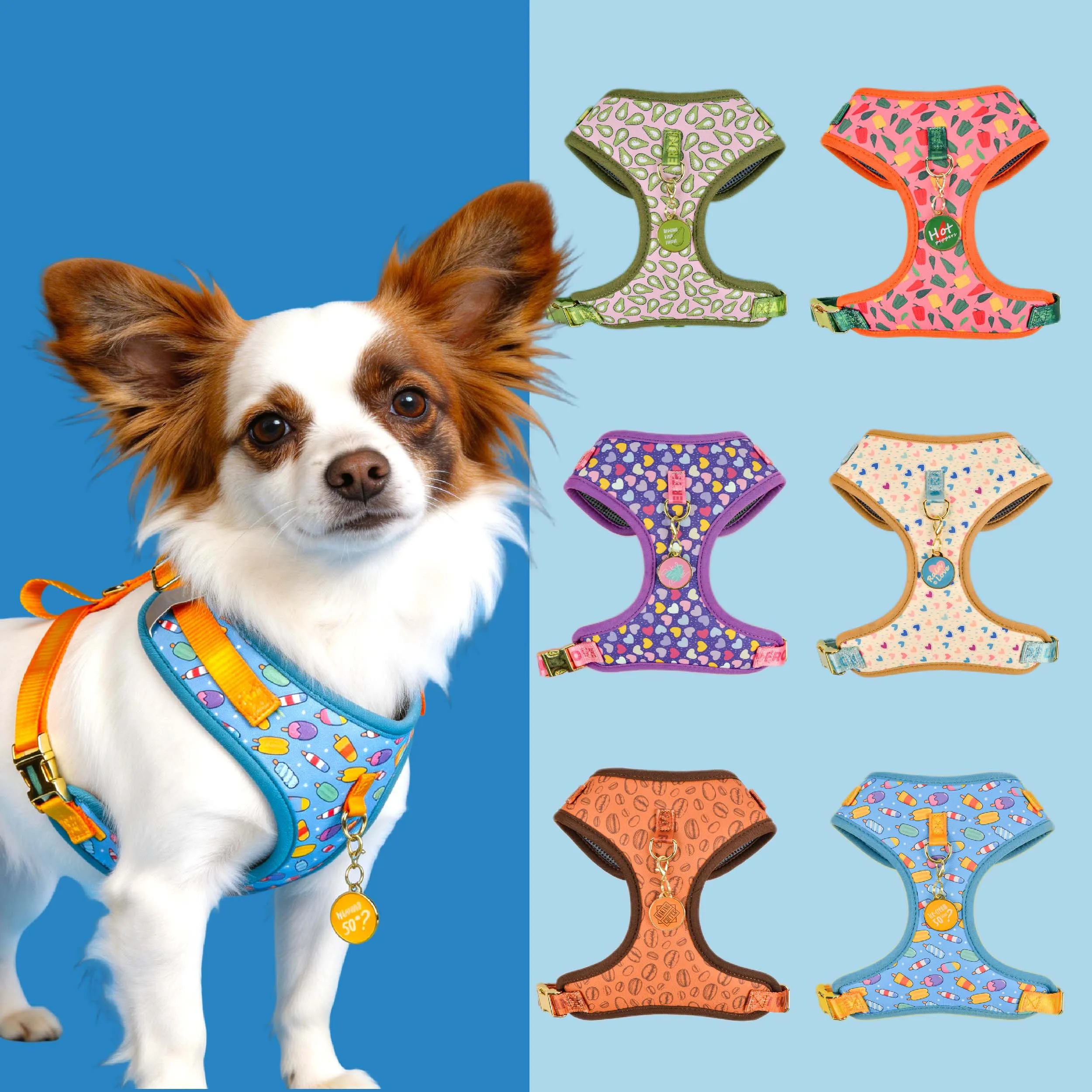 Light Luxury Adjustable Personalized Print Dog Harness + 1Pcs Tone Pet ID Tag Free With Purchase Romantic Holiday Curated Gift