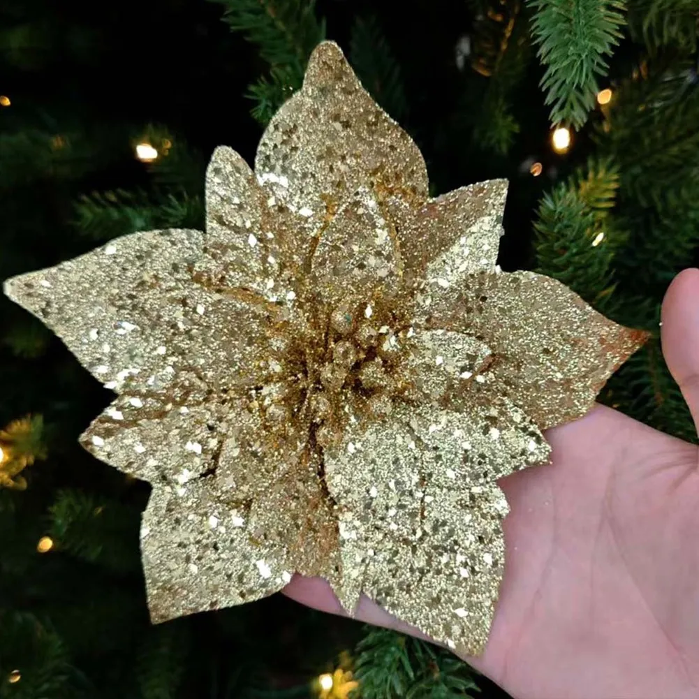 

4 шт., рождественская елка, цветочные украшения для гирлянды, венок, цветочная композиция, гибкая ткань, 15 см, праздничный декор