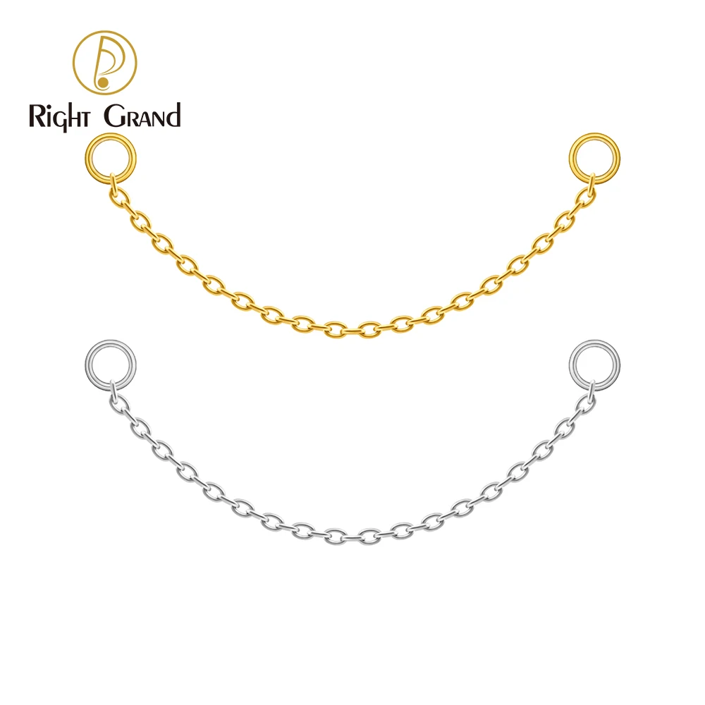 Right Grand Pendiente colgante de titanio TA1, cadena conectora, abalorio para labio, hélice, nariz, aro, piercing para lóbulo de la oreja.