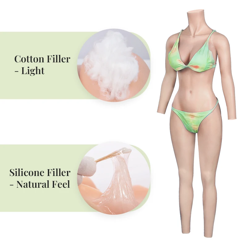 KUMIHO Silicone Bodysuit Breast Forms Transgender Cosplay Silicone Fake Vagina for Men Sissy Full Bodysuit Crossdress C Cup