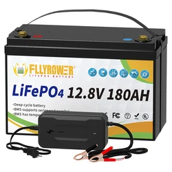 Fast Shipping！ 12V 180Ah 2160Wh LiFePO4 Deep Cycle Battery with BMS for Camp Power Supply Solar RV Boat EU Stock