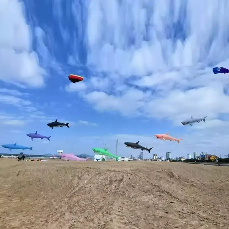10m pipas de tiburón volando adultos cometa tela de nailon ballena pipas windsurf paracaídas máquina de pipa automática nuevos cometas línea divertida