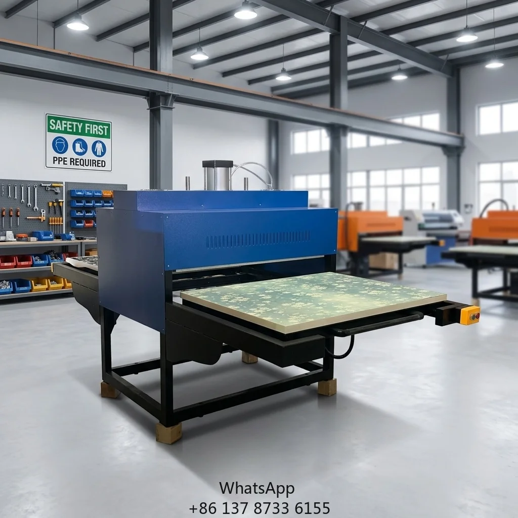 Semi Automatic Large Pneumatic Heat Press Machine T Shirt Fabric Transfer High Durability Commercial Use