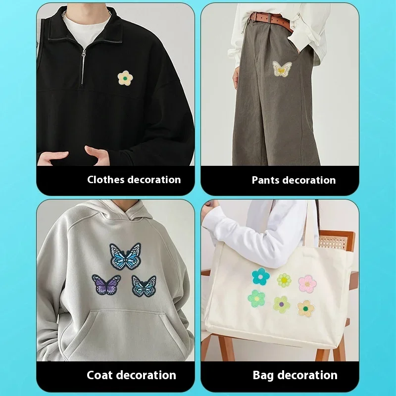 

Вышитая одежда, красочная разноцветная тканевая наклейка с бабочкой, аксессуары для компьютерной вышивки, ремонт отверстий для одежды своими руками