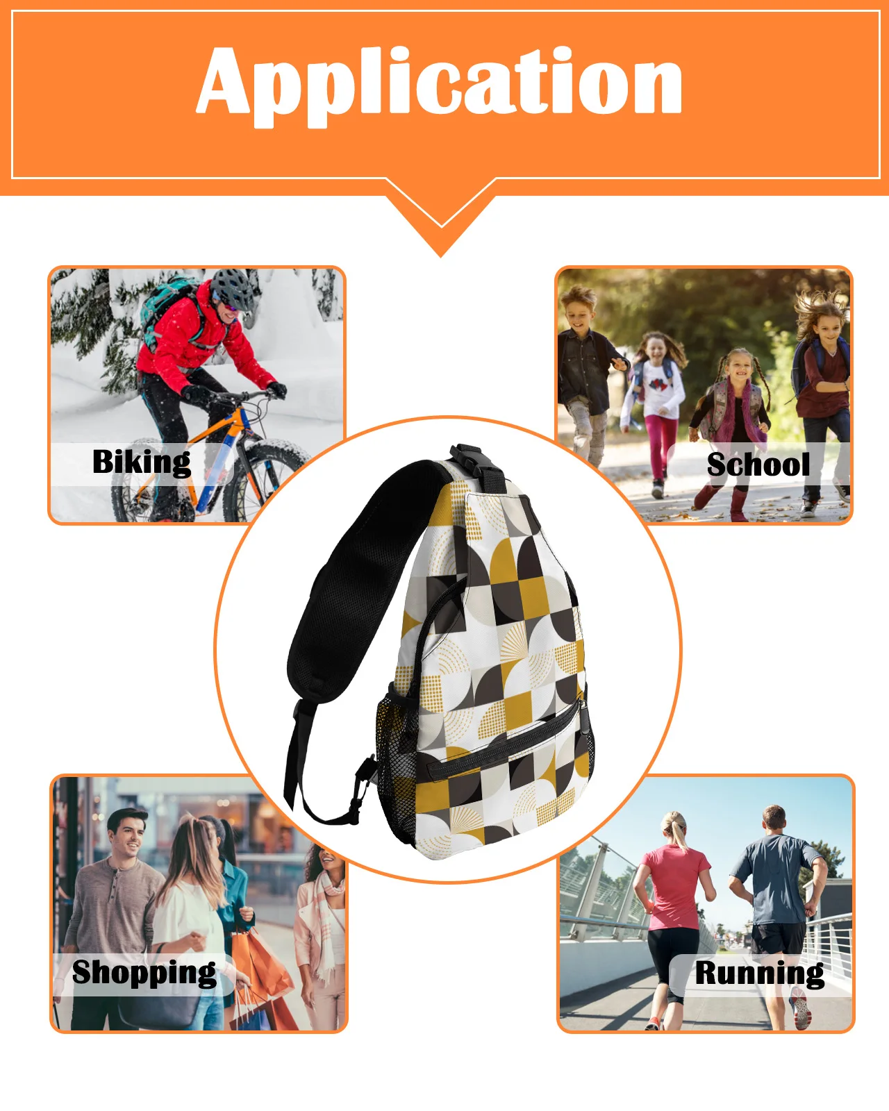 Bolsos de pecho de otoño geométricos medievales Retro Para mujeres y hombres, bolsos de mensajero impermeables, bolso cruzado de un hombro para deportes de viaje femenino