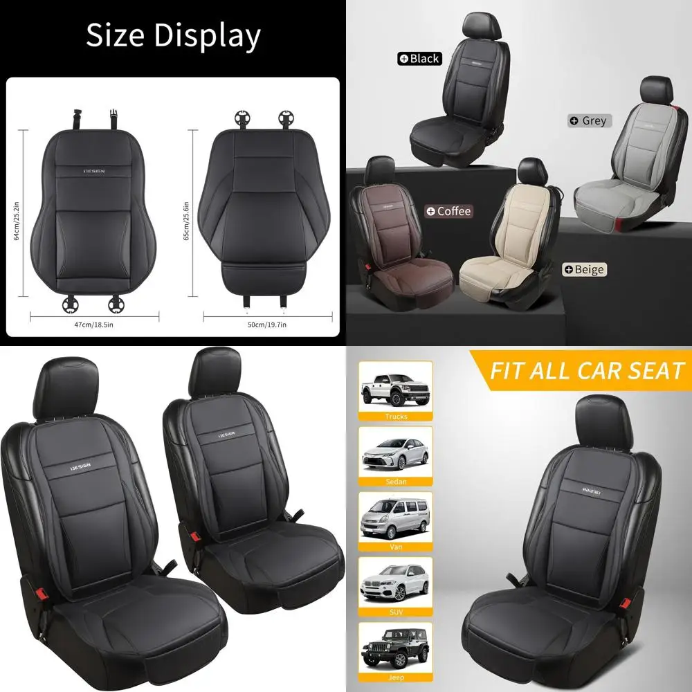 

Car Seat Cover Protector for Front Seats – Waterproof, Breathable Faux Nappa Leather, Airbag Compatible, Dual Support for Waist