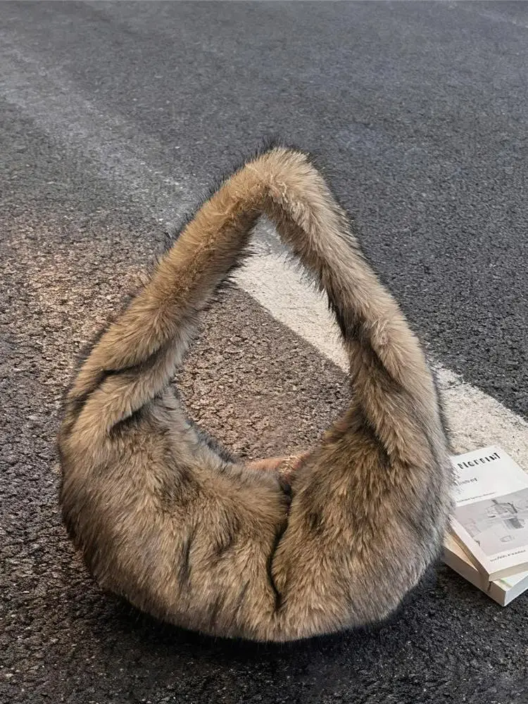 

Laid-ba Sle женская сумка под мышками Plu, неторопливая пушистая сумка на плечо с клецками, большая емкость, осень-зима, Новое поступление