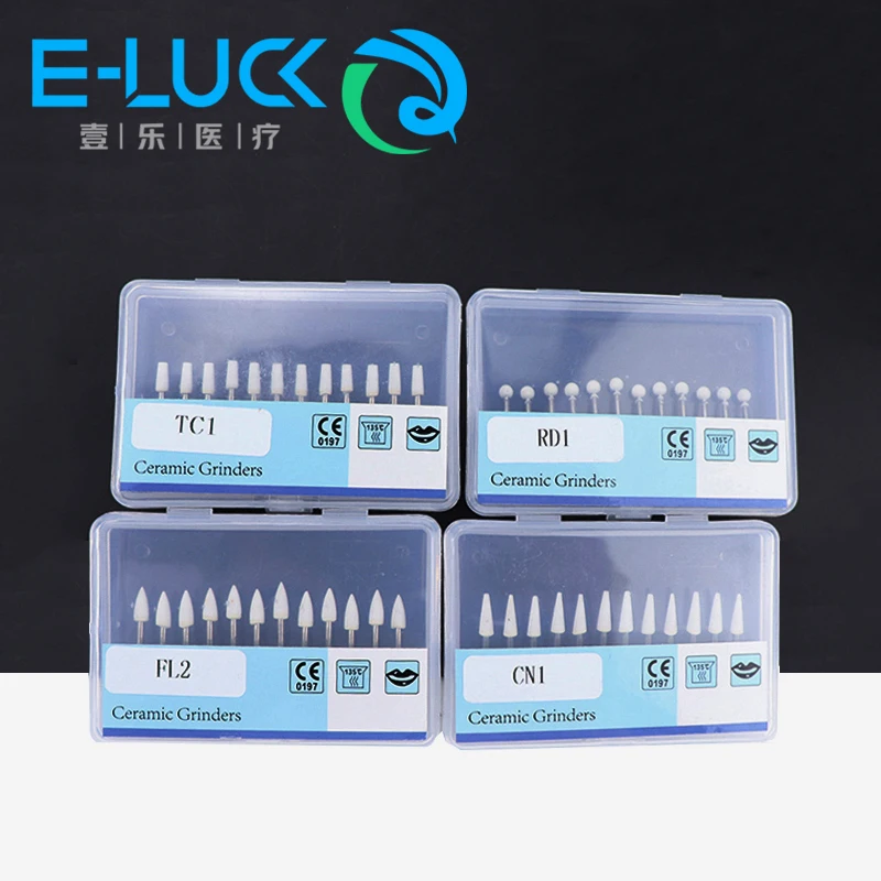 

12Pcs/Box Dental Stone Polishing Drill 1.6mm TC1/RD1/FL2/CN1 Series FG Cone Flame Dentist Teeth Whiting