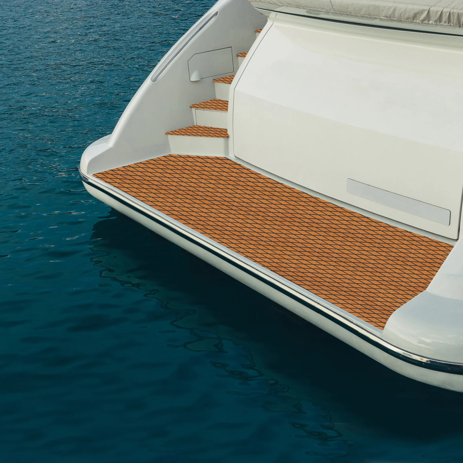 Boat Flooring EVA Foam Decking Sheet Faux Teak Marine Carpet Non-Slip Self-Adhesive Flooring Material for Kayak 94 X 35 Inch