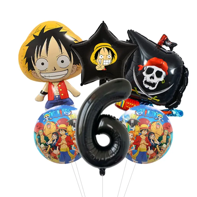Jungen Anime Geburtstags-Ballonpaket One Piece Luffy Folienballon mit Konfetti Latex-Bündel für Heimparty – Detail 7