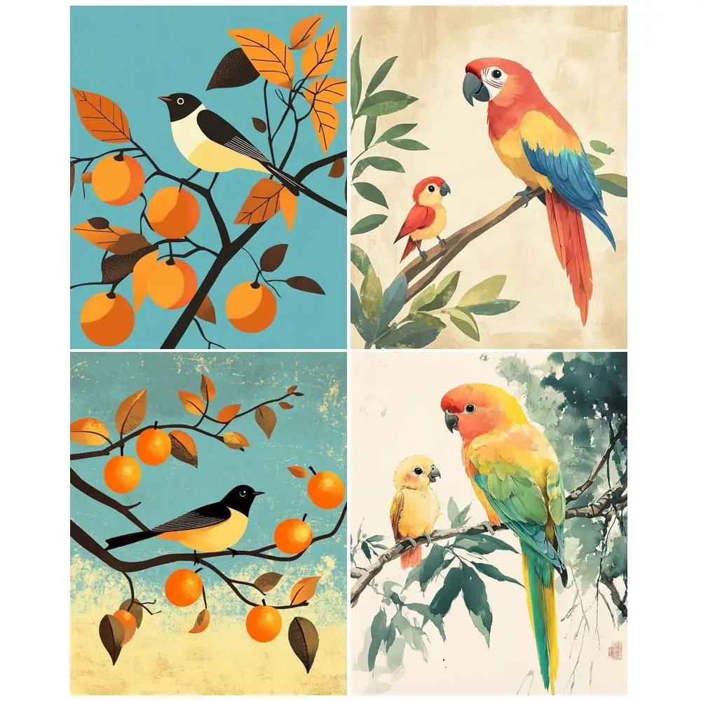 

GATYZTORY 60x75cm DIY painting on number animals kits Birds Acrylic Paint By Numbers Pictures By Numbers Unframe home decor mode