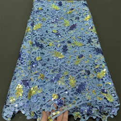 African Nigerian Sequins Tulle Lace Fabric, Sewing Guipure, Prom Dresses Beads, High Quality,Embroidery,2024, hz1260, 5Yard