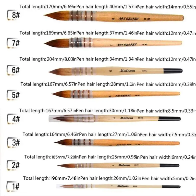 فرشاة طلاء بالألوان المائية مصنوعة يدويًا لفنان الشعر لمستلزمات فنية بالألوان المائية
