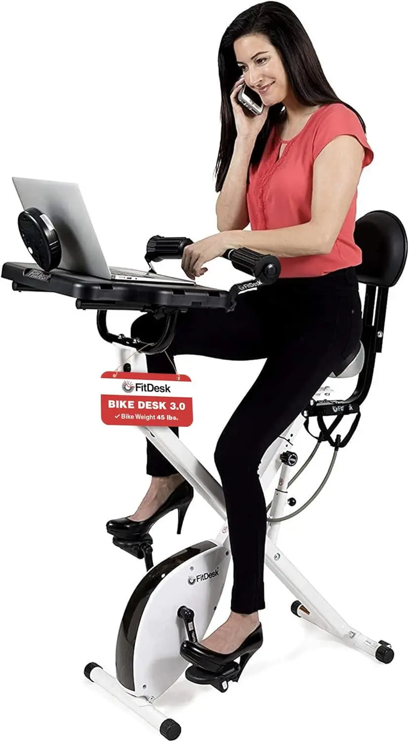 

3.0 - Adjustable Height Standing Desk Exercise Bike for Work at Home Fitness, Workstation with Built-in Tablet Holder