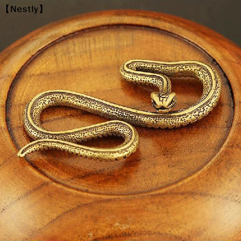 Copper Brass Mini Snake Antique Bronze Decor Figurines For Interior Decora Desktop Ornament Pure Copper Miniatures Statue〔Nest〕