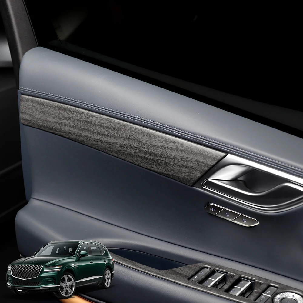 

4PCS Inner Door Panel Cover ABS Plastic Dashboard Trim Protection Guard Accessories For Genesis GV80 2021-2024 LHD Car Tuning
