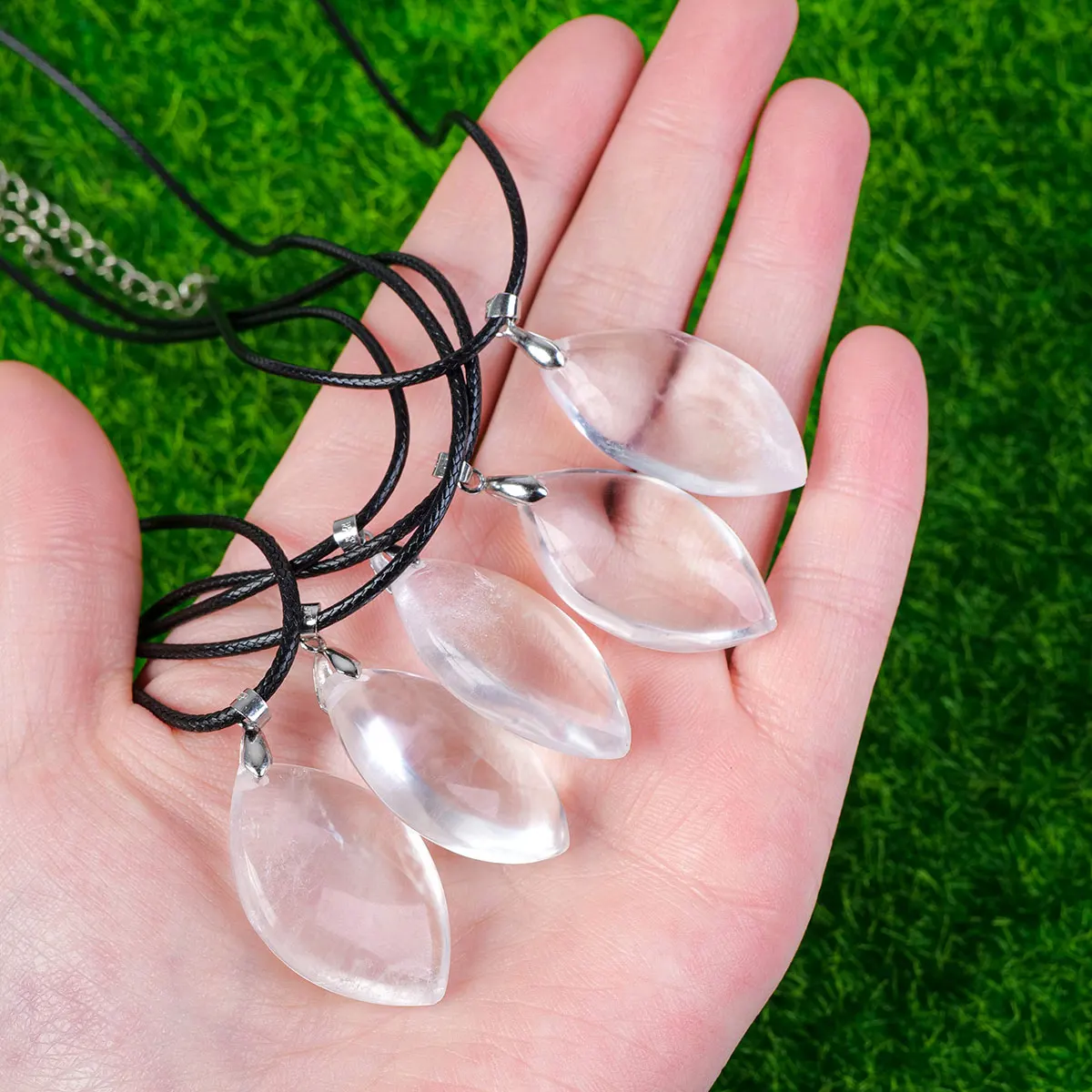 1PC Natural Clear Quartz Droplet shaped Gemstone Pendant Energy Healing Crystal Charms Necklace For Women Gift