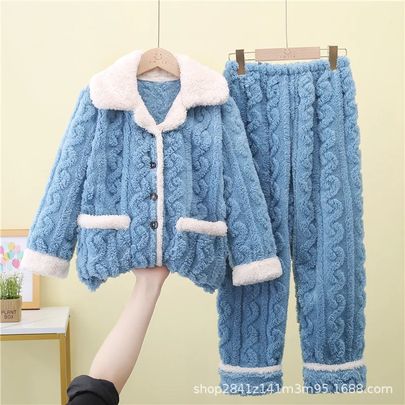 Pjs Set Flannel Pajama Set Children's Pajama Set Autumn and Winter Pajamas Fashionable Home Clothes, Pajamas Soft Pajama Set