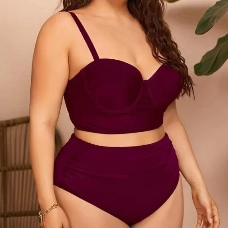 

2025 New Plus Size Swimwear Women Push Up Bikini High Waist Bikini Set Underwire Swimsuit Bathing Suit Beach Tankini Mujer 4XL