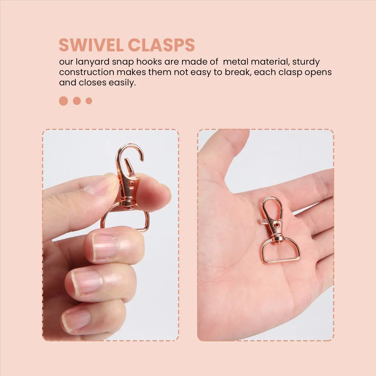 

Efficient- 35Pcs Swivel Clasps Lanyard Snap Hooks Keychain Clip Hook Lobster Claw Clasp Metal Hook Clasp with D Rings Rose Gold