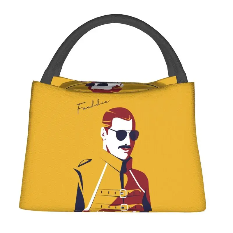 British Rockstar Freddie Mercury Insulated Lunch Bag for Women Resuable Band Queen Singer Thermal Cooler Bento Box Work Picnic