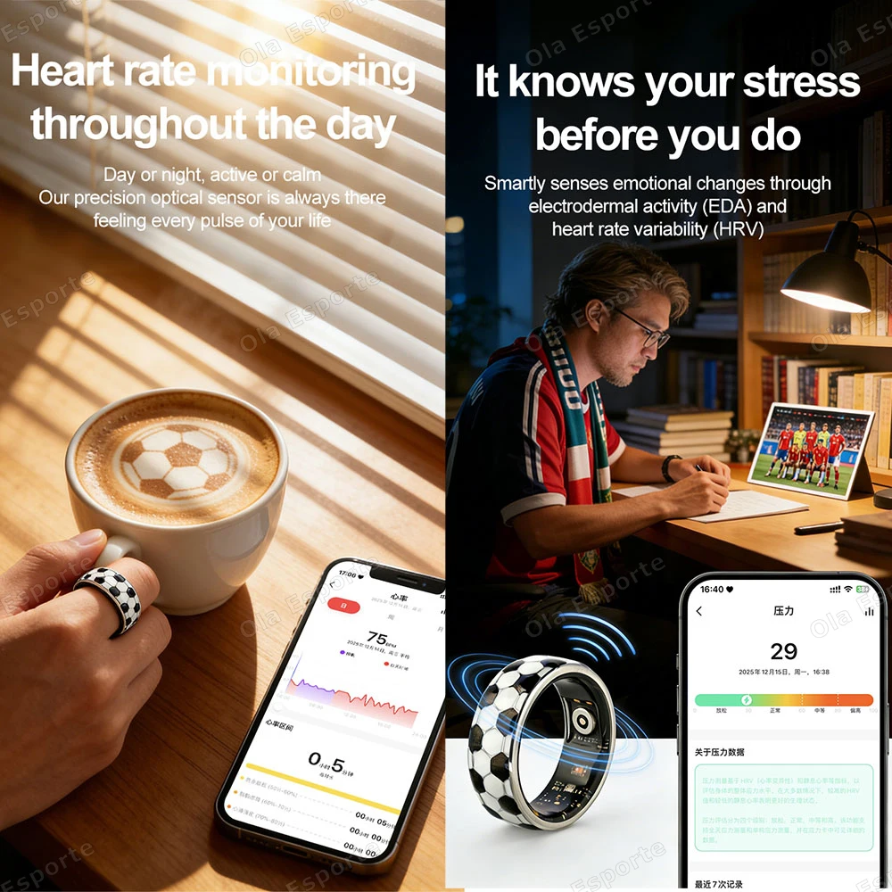 Smart Ring Vibration Alerts for Incoming Calls, Messages Heart Rate Monitor IP68 Waterproof Multi-sport Mode Smartring Man Women view 3