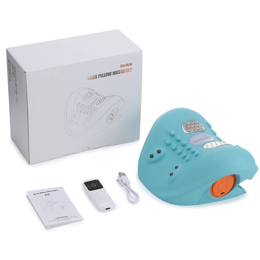 

Массажер для шеи с дистанционным управлением, вибрацией, красным светом и подогревом, массажная подушка для шеи, массажер для акупунктурных точек головы с функцией вытяжения шейного отдела позвоночника