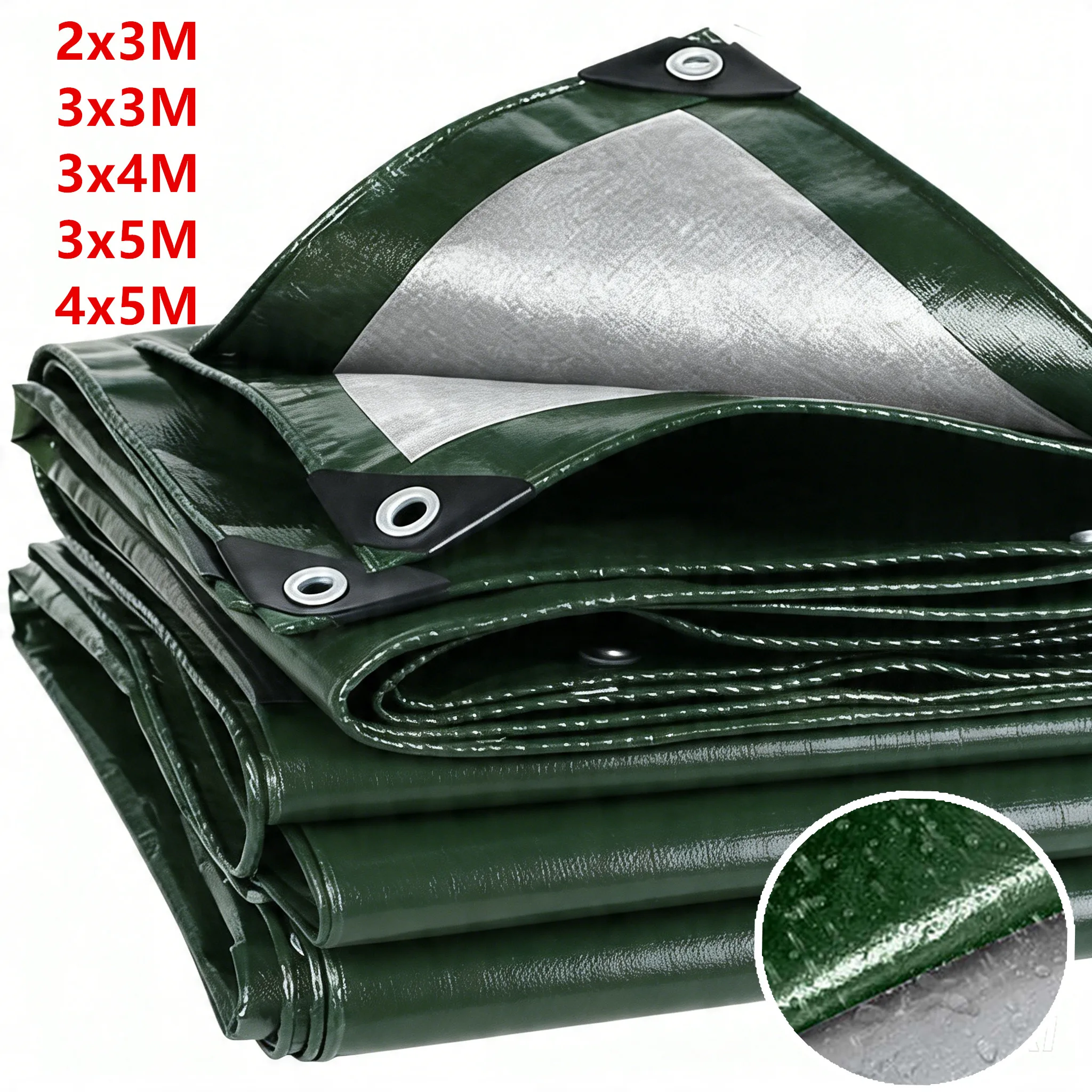 Lona Grande Impermeável de PE para Abrigo de Chuva e Camping com Ilhoses Metálicos, Toldo e Vela de Sombreamento
