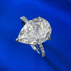 Handmade Pear Cut 6ct Moissanite Diamond Ring Real 925 Sterling Silver Party Wedding Band Rings for Women Engagement Jewelry