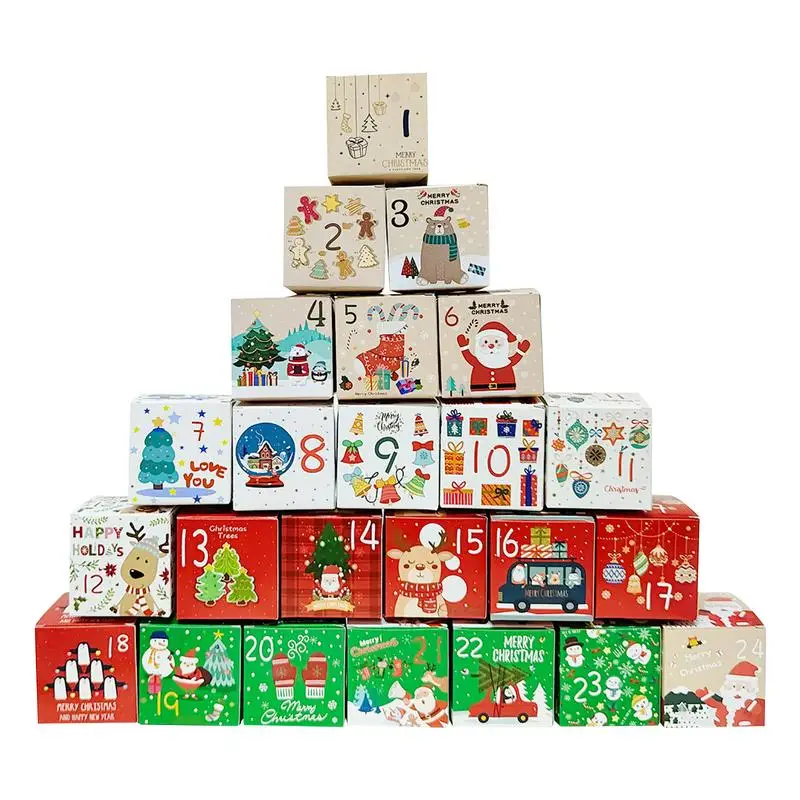 Advent Calendar Box 2024 2024 Empty Christmas Calender Box Reusable Christmas Decorations 24x Christmas Cardboard Number Boxes