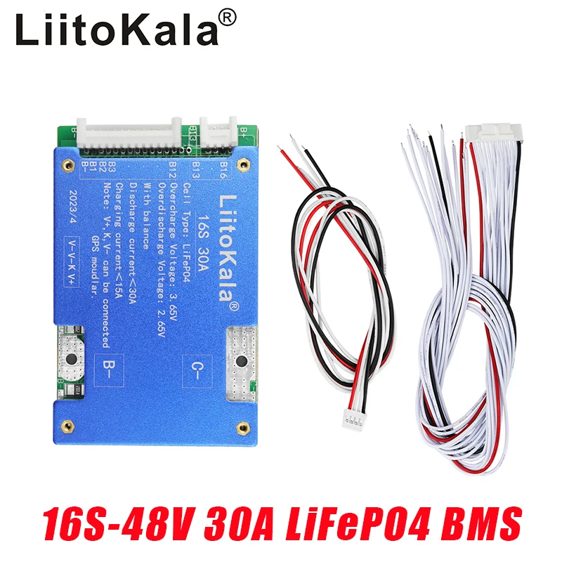 LiitoKala 16S-48V30A-BMS LiFePO4 Battery Balance Charge Board Equalizer Temperature Protection Equalizador For Escooter/Ebike