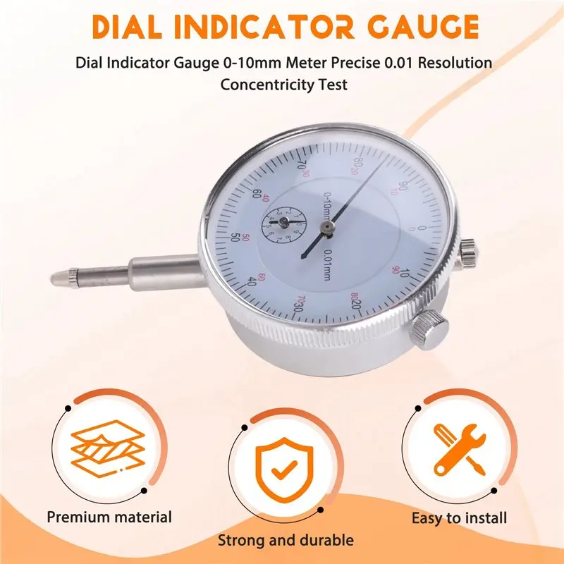 AC23-3X Dial Indicator Gauge 0-10Mm Meter Precise 0.01 Resolution Concentricity Test