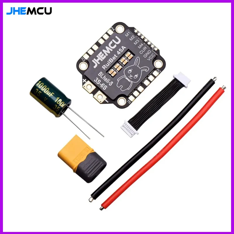 

JHEMCU RuiBet 55A BLHELI_S Dshot600 3-6S Brushless 4in1 ESC 30X30mm for FPV Freestyle Flight Controller Stack DIY Parts