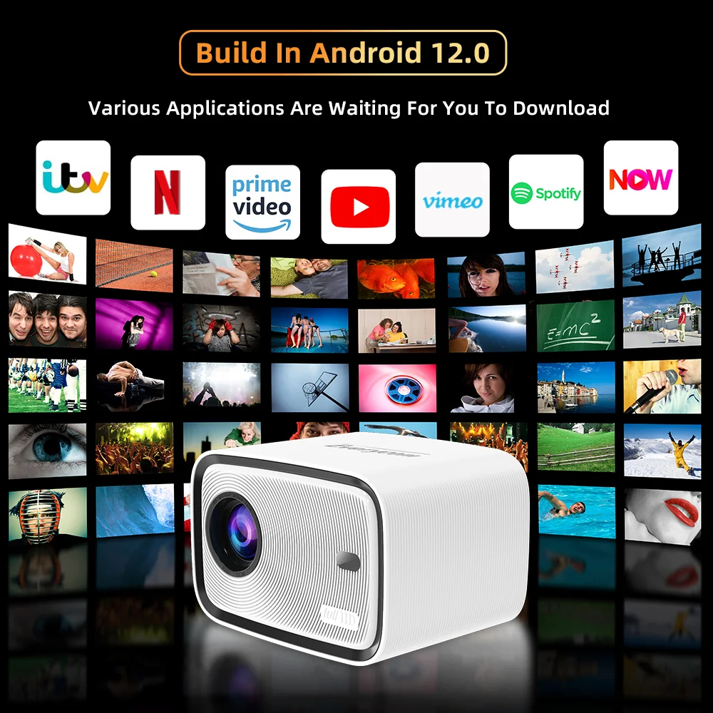 Proyektor Mini Android Portabel 4K H5 Pro Proyektor HD 4k 1080p Home Theater TV Android Proyektor Video 4K Projecteur