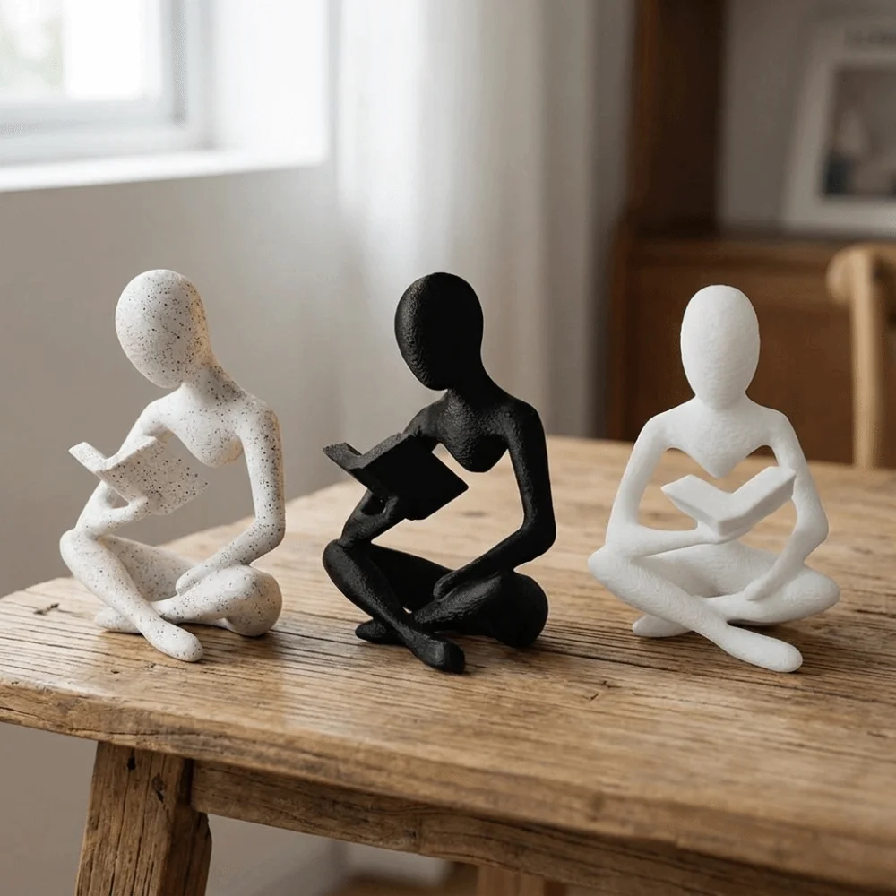 Modern Mini Reader Sculpture Ornament Abstract Decorative Reader-Shaped Statue Minimalist Reading Figure Ornament Bedroom