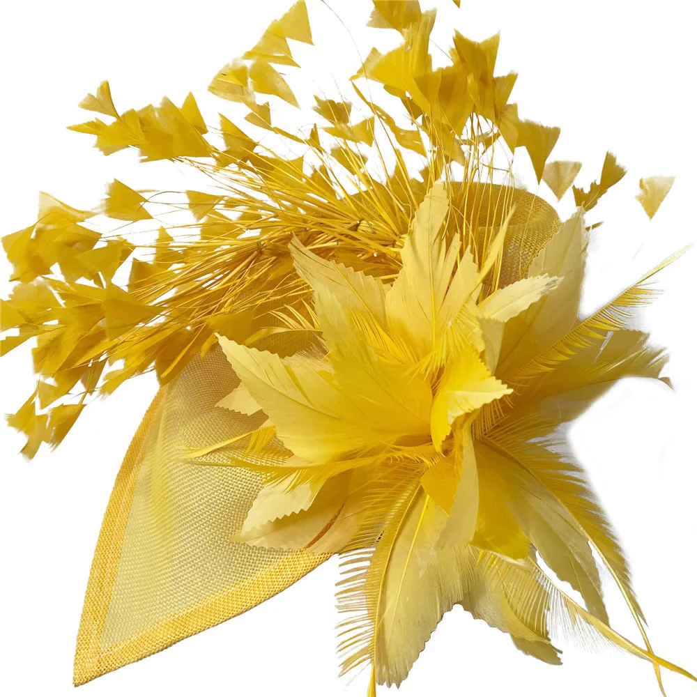 Charmante orange Feder Hochzeit Haars pangen Fascinators Hut Blume Braut Kopf bedeckung Schleier Frauen Party verheiratet Haar Zubehör syf678 – Detail 19