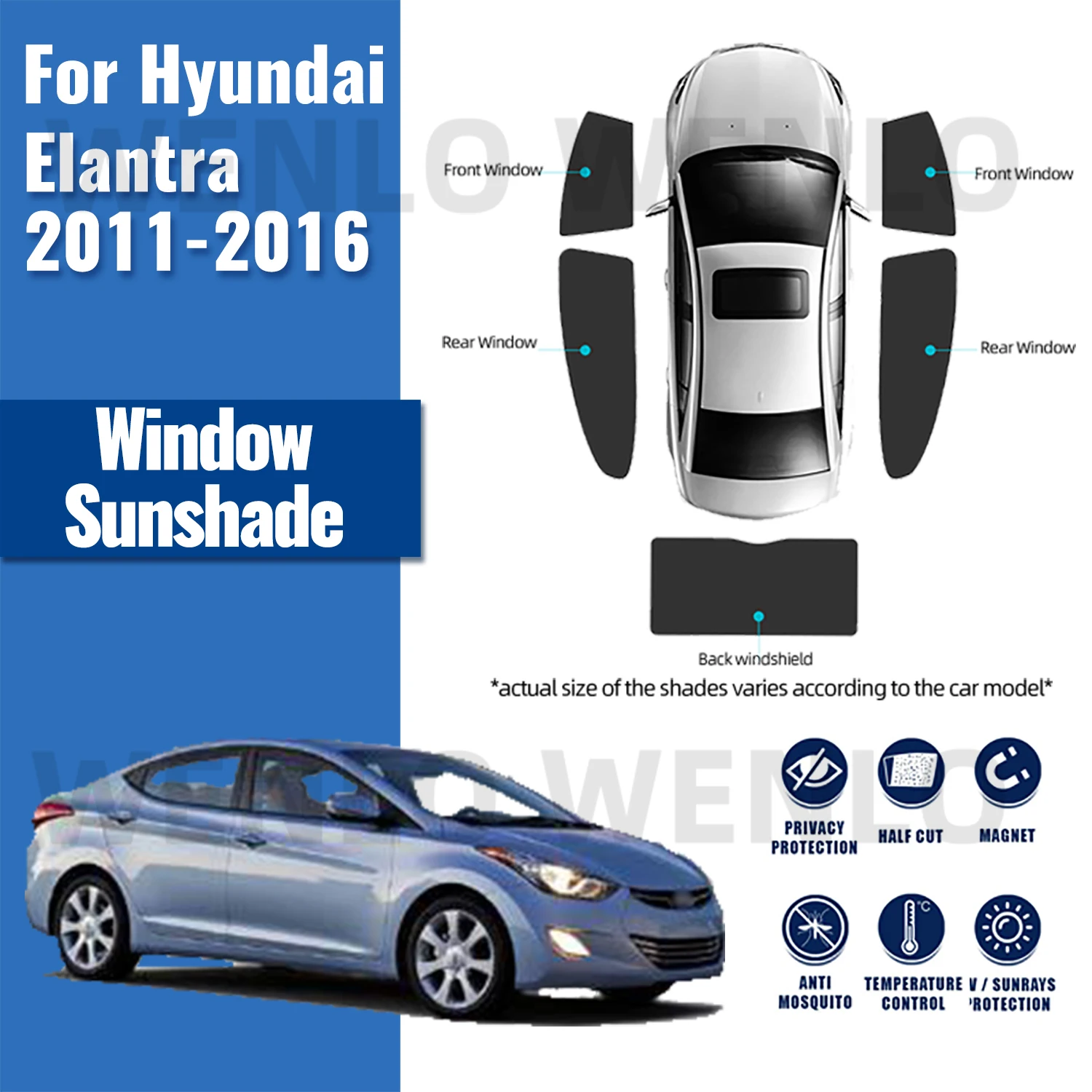 

Для Hyundai Elantra 2011-2015 2016, магнитный автомобильный солнцезащитный козырек, передняя занавеска на лобовое стекло, задняя боковая детская оконная солнцезащитная козырек