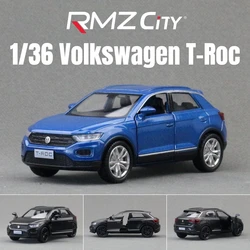 1/36 Volkswagen T-Roc Toy Car Model 5'' RMZ CiTY Diecast Alloy Sport SUV Vehicle Miniature Pull Back Collection Gift for Boy