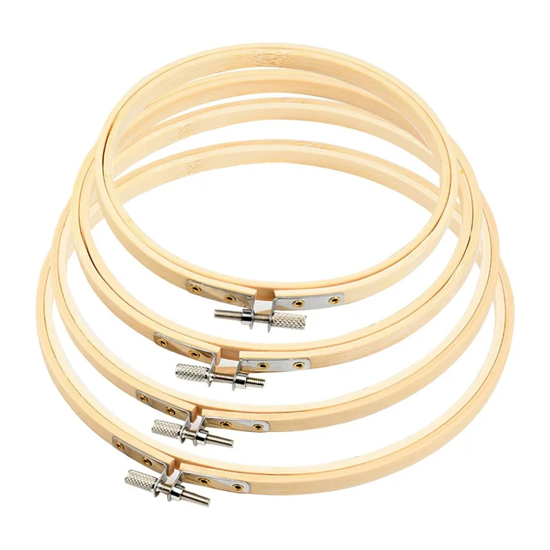 4Pcs Round Bamboo Embroidery Hoop 4 Size Adjustable Circle Cross Stitch Hoop Ring for Craft Sewing Circle Cross Stitch Hoop Ring