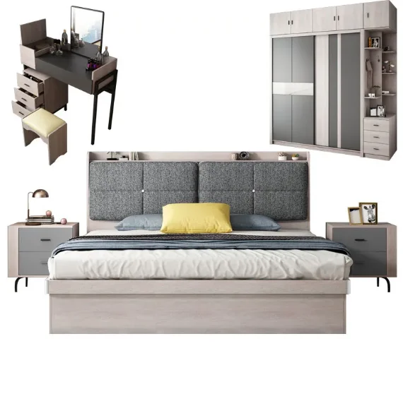 

#Modern Simple Bedroom Set Large Bed Wardrobe And Dressing Table For Master Bedrooms