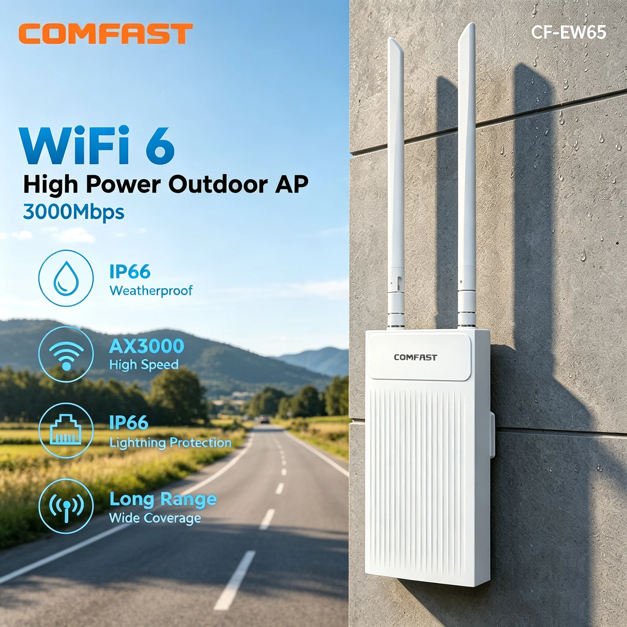 Wifi 6 Outdoor Ap Waterproof - COMFAST 3000M แอคเซสพอยต์ WiFi 6 สำหรับภายนอกอาคาร