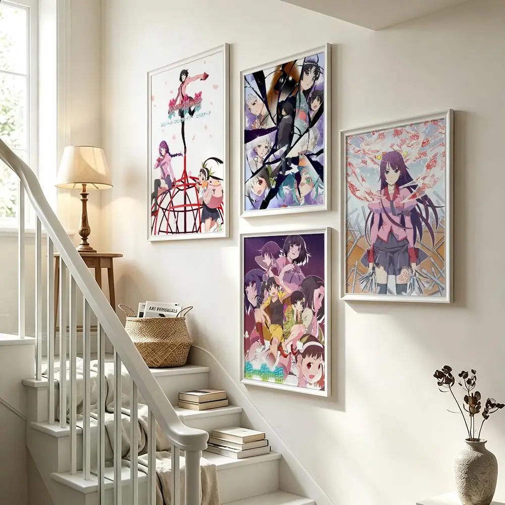anime Monogatari Series Poster Poster HD Waterproof Self-adhesive Art Print Wall Decor for Bedroom Living Room Gift