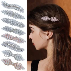 Fashion Barrette Cubic Zirconia Leaf Hair Clips for Women Accessories Bridal Wedding Hair Jewelry Party Bride Headpiece