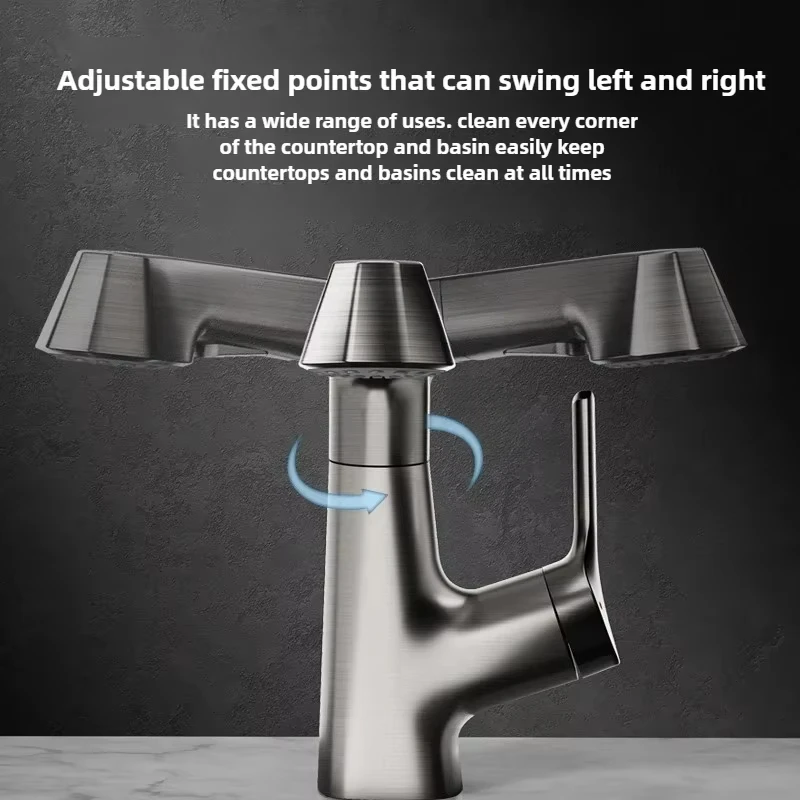 Bathroom Faucet Hot Cold Water Sink Mixer Tap Basin Faucets Washbasin Pull Lifting Faucet with Rotating Spout