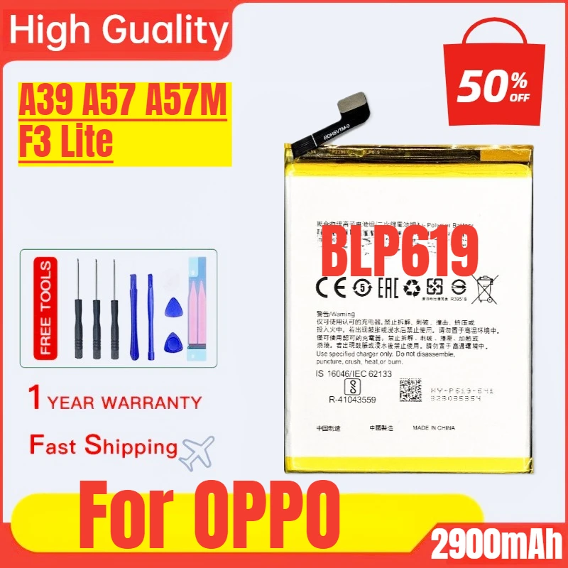 

BLP619 Suitable for OPPO A39/A57/F3 Lite Mobile Phone Battery High Capacity Battery Replacement Bateria with Tools